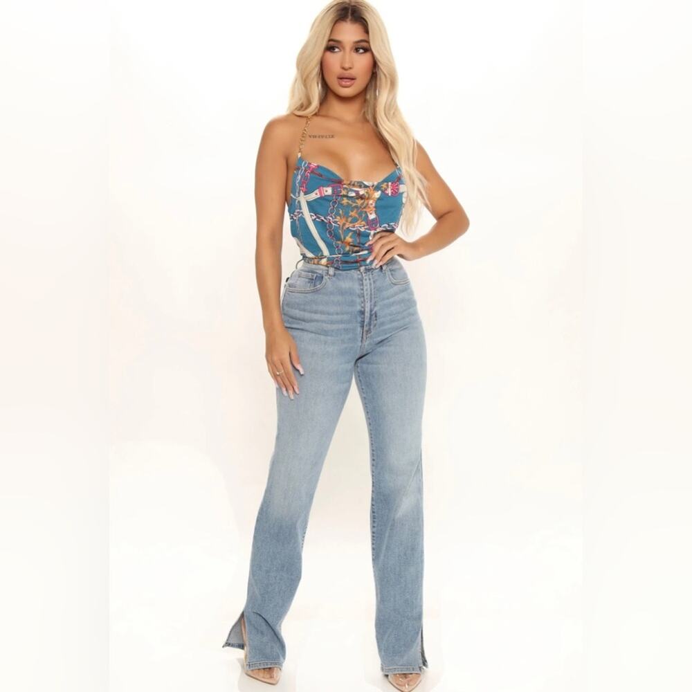 Fashion Nova plus size She Attracts High Status
Chain Top - Teal/combo - Picture 3 of 4